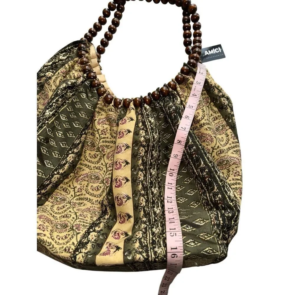 AMICI Boho Tote Bag with Wooden Bead Handles - Picture 7 of 8